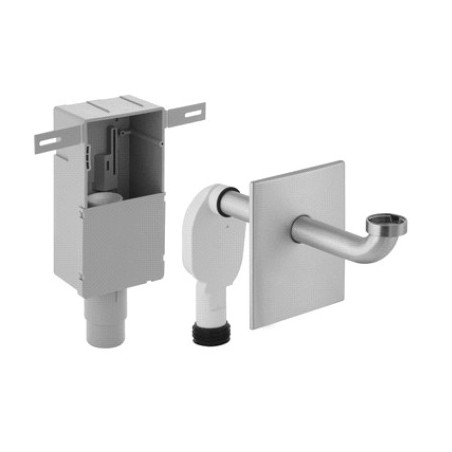 Recessed stainless steel waste trap under sink