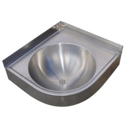 Corner wash basin stainless steel with back splash 40 mm