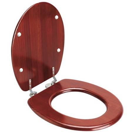 Abattant finition bois acajou pour WC inox