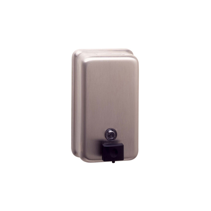 VEGA vertical stainless steel wall mounted soap dispenser, brushed finish BO-2111 Photo VEGA vertical stainless steel wall mounted soap dispenser, brushed finish BO-2111