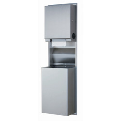 Miniature-1 Recessed stainless steel unit with automatic cut roll paper towel dispenser and waste bin BO-3961