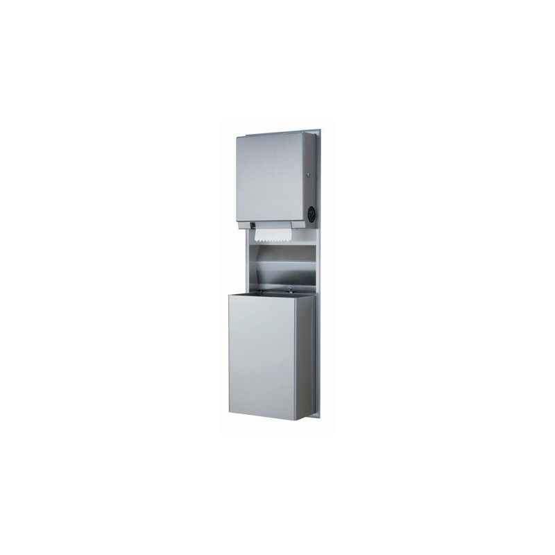 Combiné encastrable inox distributeur rouleau essuie-mains à découpe automatique et poubelle