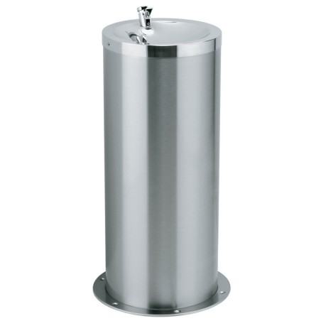 Drinking fountain on foot column stainless steel for collectivities