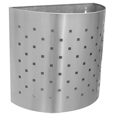 Cesta de pared de diseño en acero inoxidable perforado. Inox AISI 304. Capacidad 25 L