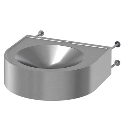 Wash basin mural stainless steel handicapped P.R.M. vandal proof fixation wall mounted