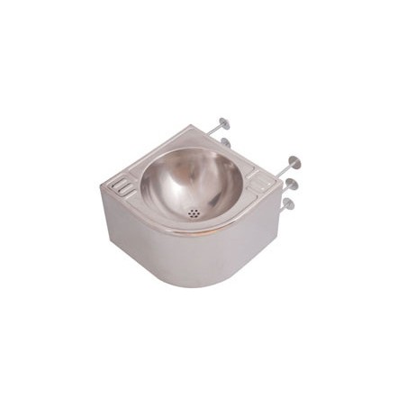 Lavabo esquinero de acero inoxidable antivandálico