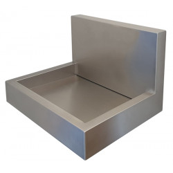 Wash basin stainless steel design invisible emptying with back splash high for wall faucets