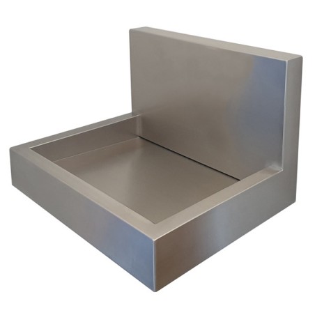 Lavabo inox design vidage invisible avec dosseret haut pour robinet mural