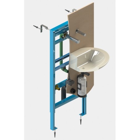 Bâti-support lavabo robinet mural automatique RONDEO et distributeur de savon