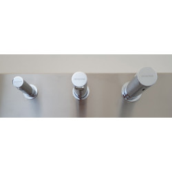 Bâti-support lavabo avec robinetterie électronique murale savon eau air 