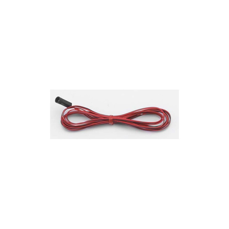 Coiled red and black two-wire lead with a waterproof connector at one end Coiled red and black two-wire lead with a waterproof connector at one end