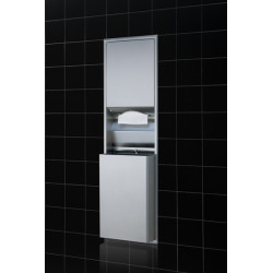 Miniature-1 Combiné encastrable mural inox distributeur papier essuie-mains et poubelle grand volume BO-3944
