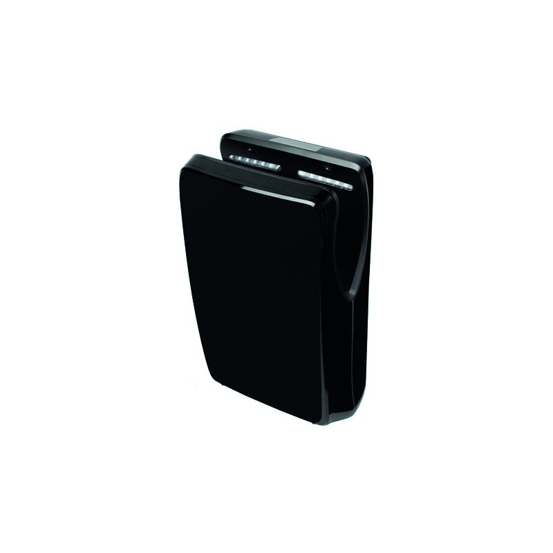 Secador de manos eléctrico negro, aire forzado vertical