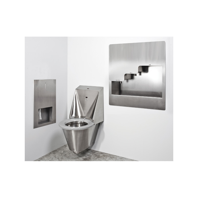 Automatic recessed hand wash in stainless steel 3 in 1