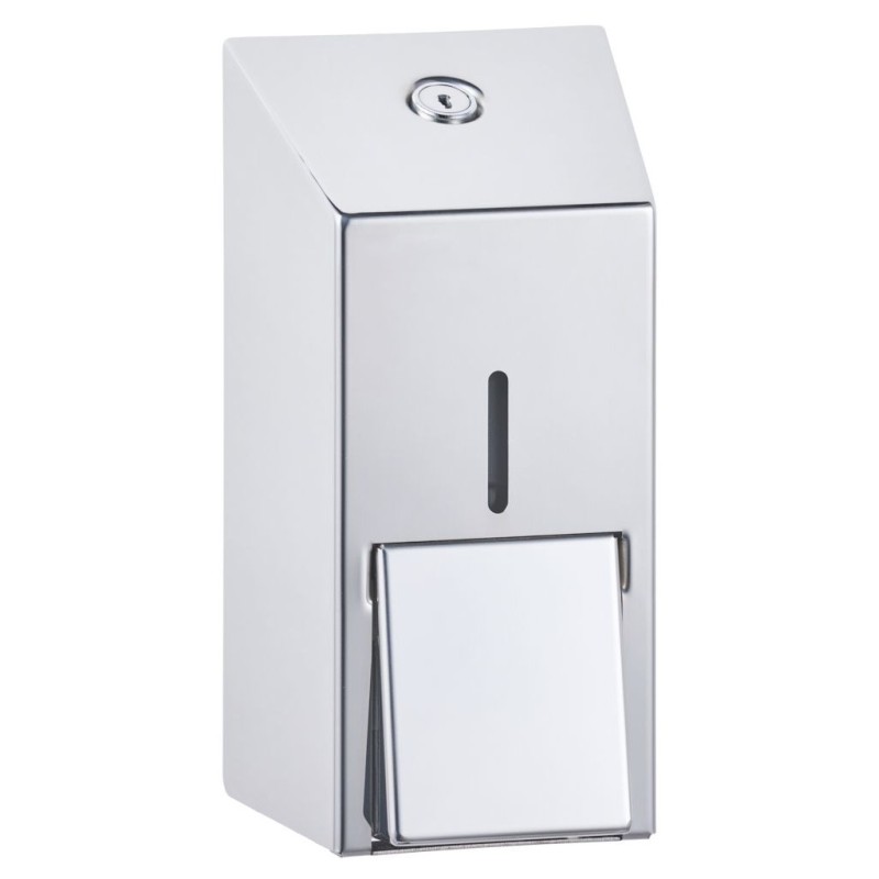 Minidispensador de jabón de pared con diseño de acero inoxidable brillante