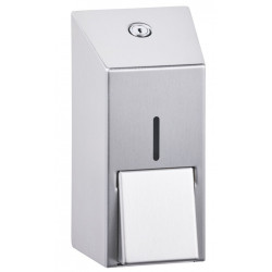 Small liquid soap dispenser in stainless steel brushed finish