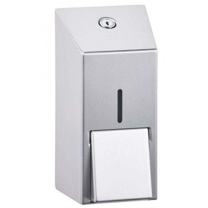 Photo Small liquid soap dispenser in stainless steel brushed finish MDS-102