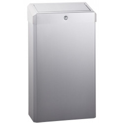 Waste receptacle wall mounted or floor placed stainless steel brushed with PUSH cover and key