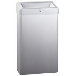 Wall or floor mounted waste bin with open lid and lock