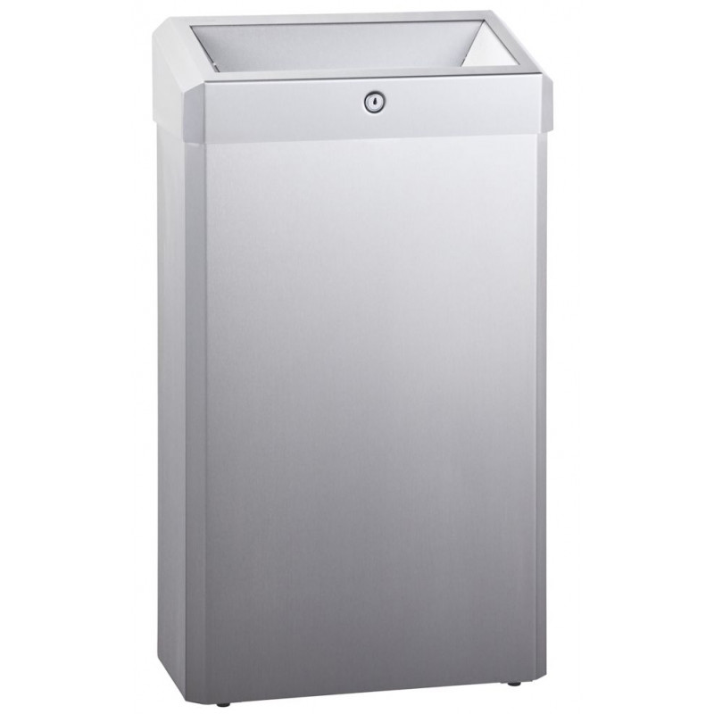 Photo Wall or floor mounted waste bin with open lid and lock MKS-101