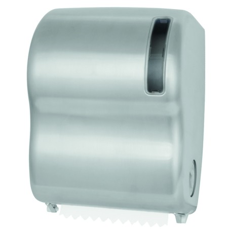 Distributeur inox papier essuie-mains en rouleau autocut à découpe automatique