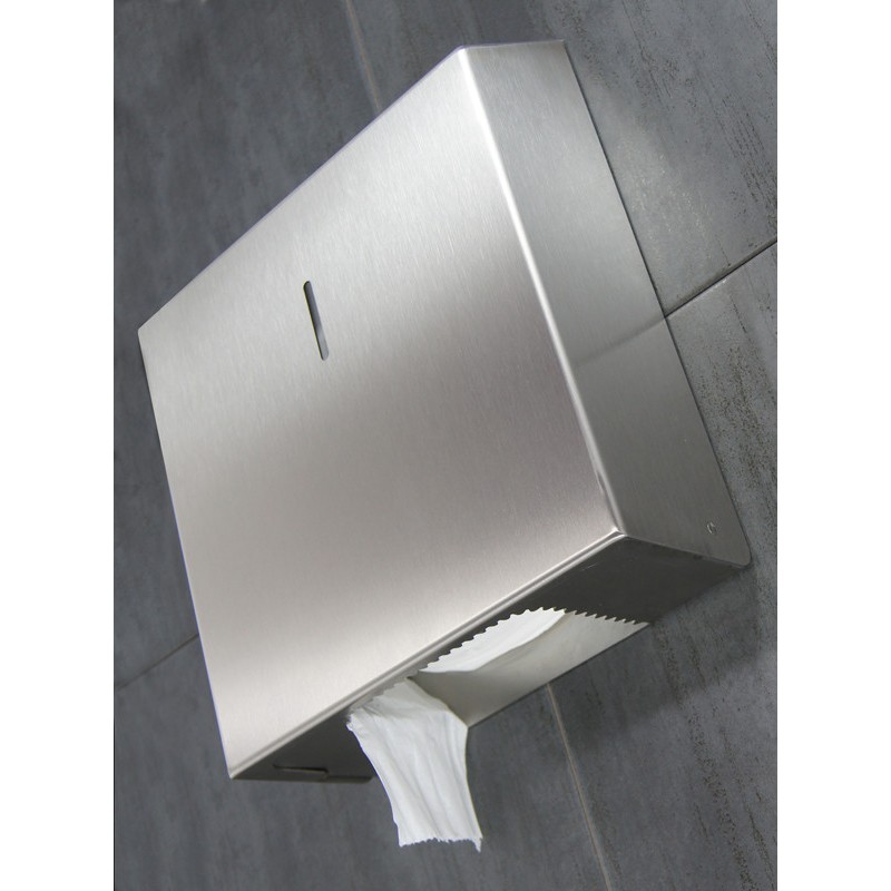 Toilet roll dispenser in stainless steel vandal-proof for collective facilities