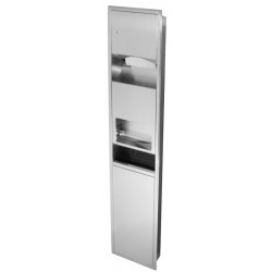 Miniature-0 Recessed combination 3in1 paper towels, electric hand dryers and waste receptacle stainless steel SMH-92