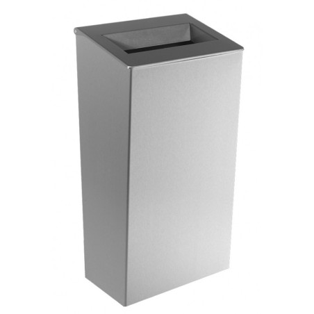 Poubelle inox conique 30 L à poser ou murale avec couvercle ouvert