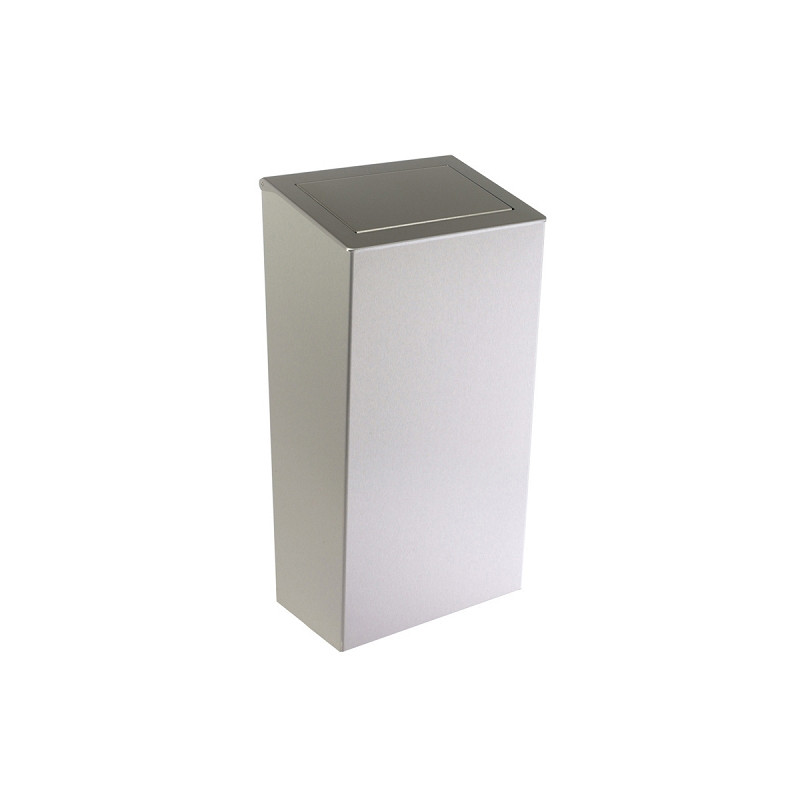 Photo Cubo de diseño en acero inoxidable de 50 L con trampilla PUSH para colocar en la pared o en el suelo DI-821
