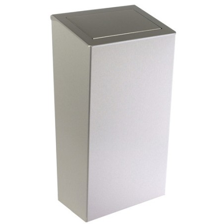 Cubo de diseño en acero inoxidable de 50 L con trampilla PUSH para colocar en la pared o en el suelo