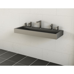 Miniature-2 Wash basin double mural stainless steel with faucets SMART L-117-S