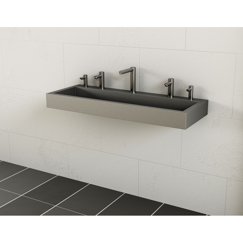 Wash basin double mural stainless steel with faucets SMART
