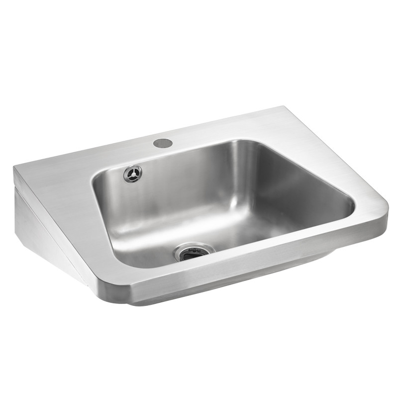 Photo Lavabo mural trapézoïdal inox industriel LM-542