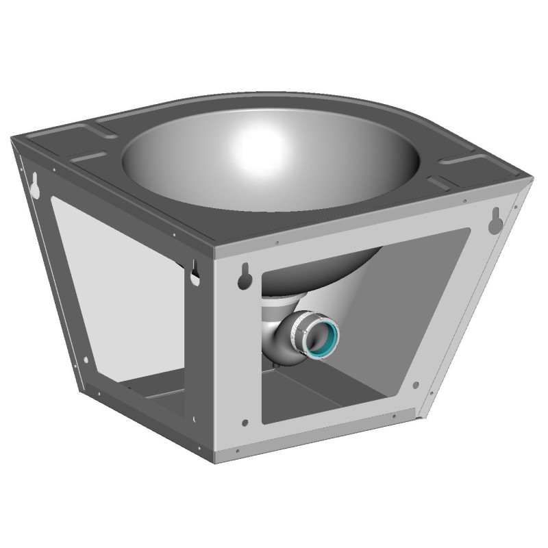 Lavabo angle inox siphon caché antivandalisme