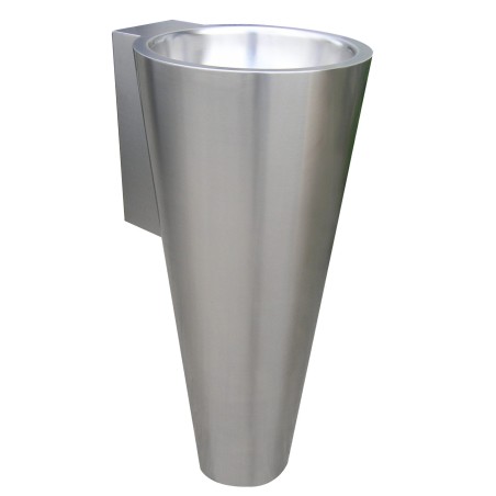 Conical wash basin floor standing stainless steel design