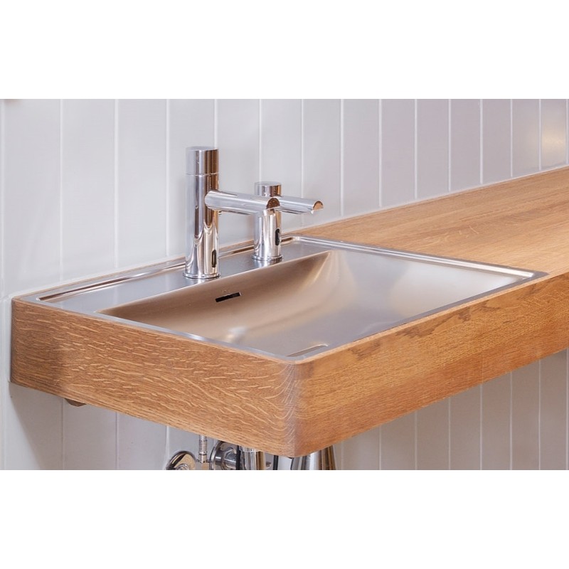 Inset wash basin rectangular stainless steel with wet zone and tap hole