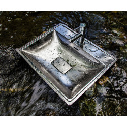 Miniature-2 Lavabo empotrado de acero inoxidable con soporte de grifo LM-375-S