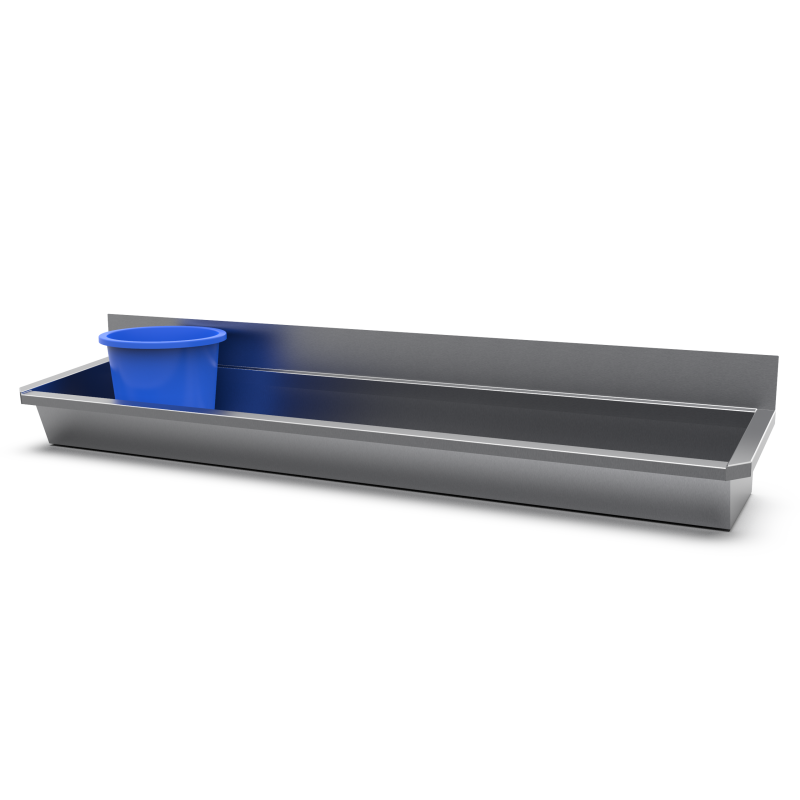 Fregadero colectivo de acero inoxidable con credenza para grifo de pared