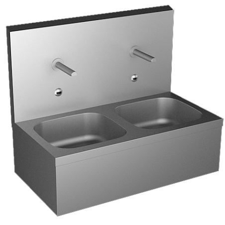 Lavabo double éviers inox automatique pour collectivités