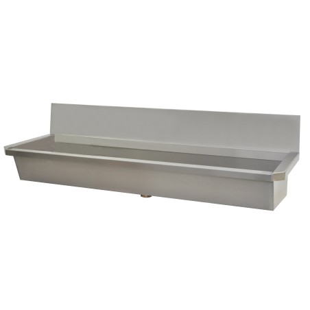 Fregadero comunitario de acero inoxidable con salpicadero INTER-8-D para grifería de pared
