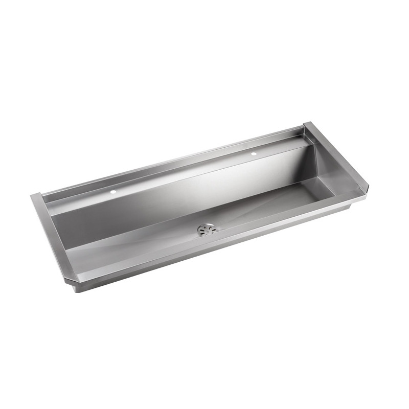 Collective wash basin stainless steel with consoles integrated