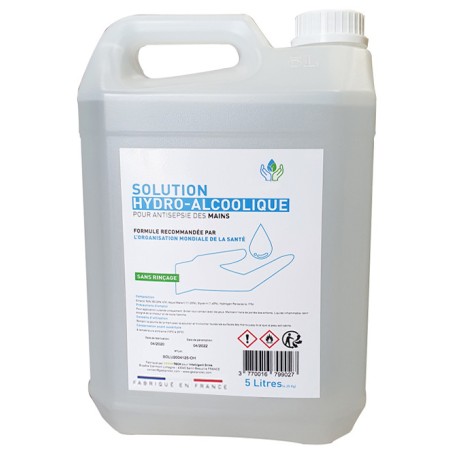 Bote de solución hidroalcohólica de 5 litros fabricado en Francia