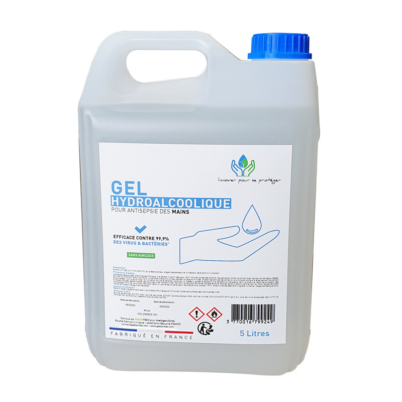 Photo Gel hydro-alcoolique bidon 5 L, fabriqué en France HY-1660