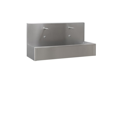 Collective wash basin mural stainless steel 2 faucets electronic included
