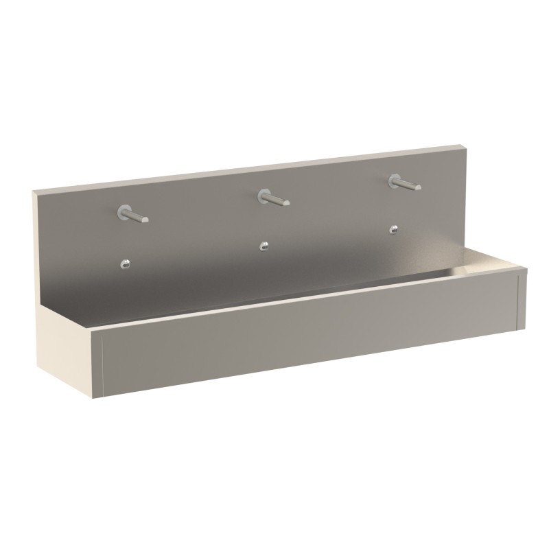 Collective wash basin mural stainless steel 3 faucets electronic integrated