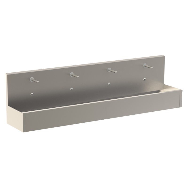 Collective wash basin mural stainless steel 4 faucets electronic integrated