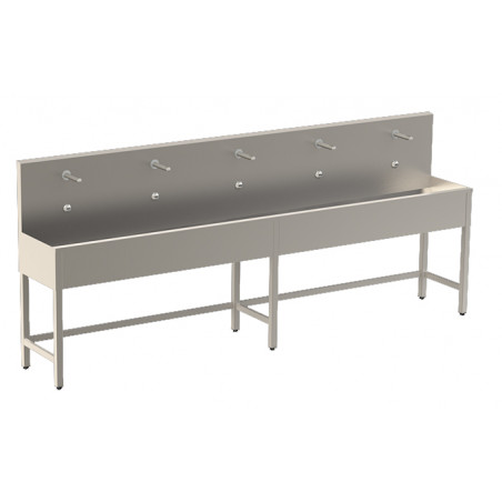 Lavabo colectivo de pedestal con grifería electrónica integrada