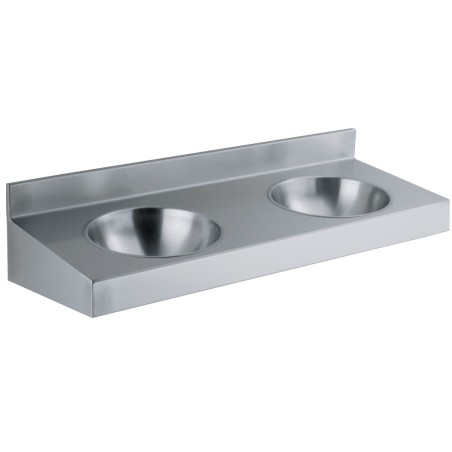 Plan vasques inox double mural