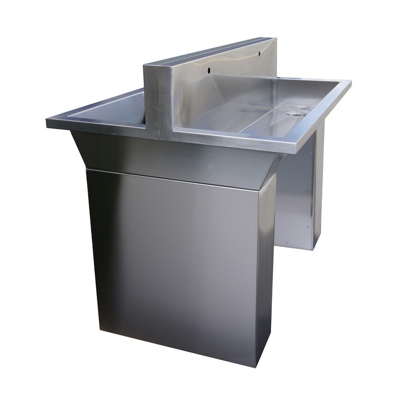 Collective wash basins back to back self standing on foot stainless steel