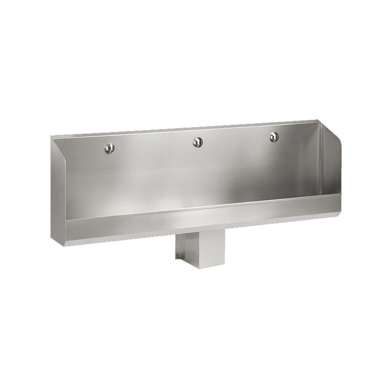 Urinario colectivo de pared de acero inoxidable con sistema de enjuague automático integrado